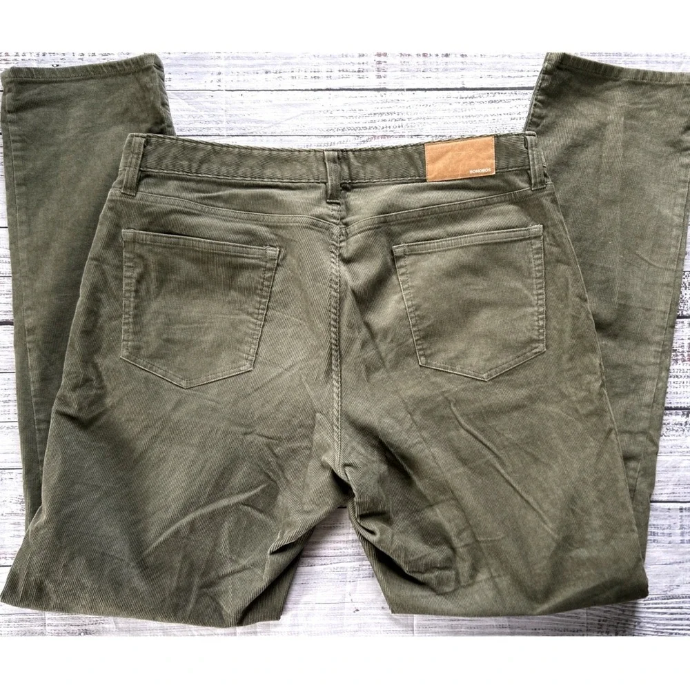 Bonobos Corduroy Pants Men Olive Green 5-Pocket Straight Leg 34x34